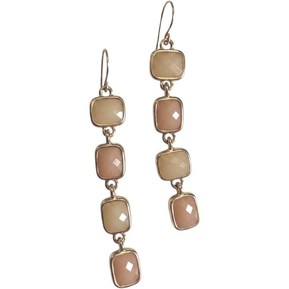 J.Crew Drop Earrings Women OS‎ Peach Gold Tone Square Resin Dangle Boho